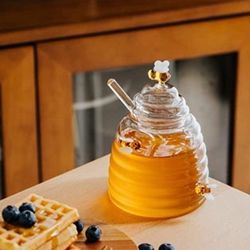 Honey Jar with Dipper and Lid