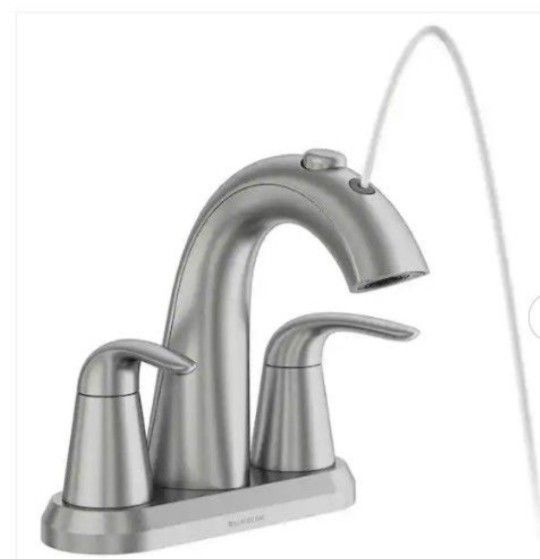 Luxury Fountain Bathroom Faucet 4 inch Center Set, Double Handle, Brushed Nickel