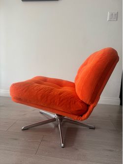 Orange Corduroy Swivel Lounge Chair