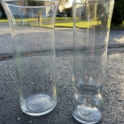Set Of 2 Glass Vases 