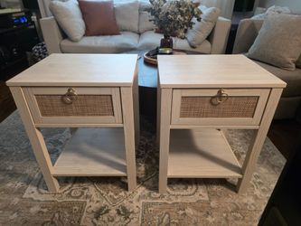 Pair of Rattan Drawer Nightstands (set 2)