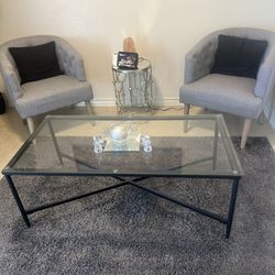 Glass Coffee Table And Chairs 