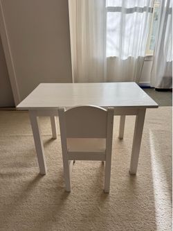 Wood table and chair