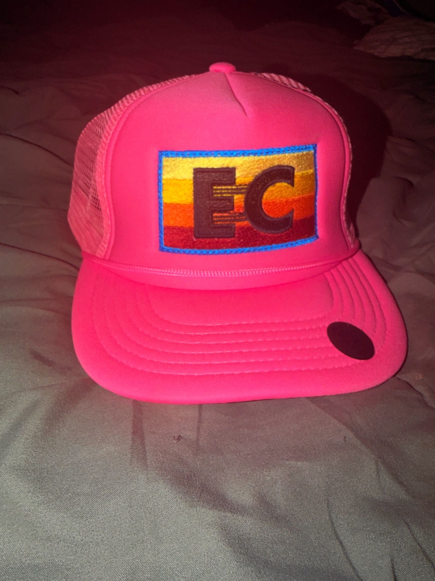 Neon Pink Electric Family "EC" Trucker Hat