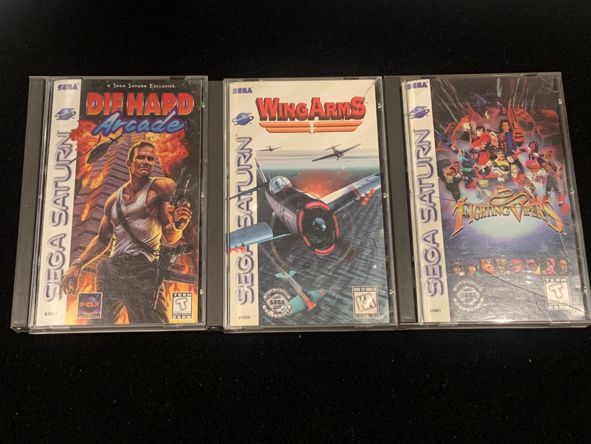 Sega Saturn Game Lot of 3 Game Discs: Die Hard Arcade + Fighting Vipers + Wing Arms (Post Nintendo Era )