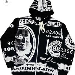 BLUE BILL$ CLOTHING BLACK HUNDRED DOLLAR ZIP UP