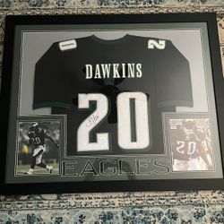Dawkins Framed Autographed Jersey (Philadelphia Eagles)