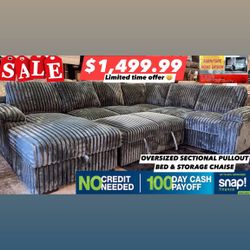 Sectional With Storage , Pull Out Bed 