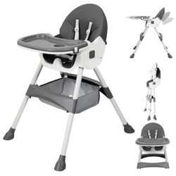 3-in-1 Convertible Baby High Chair Adjustable High Chair with Removable Tray – Foldable and Portable