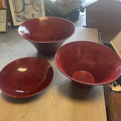 Three Decorative Handcrafted Bowls From Vietnam