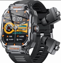 UYRGT Military Smart Watch with Built-In Earbuds