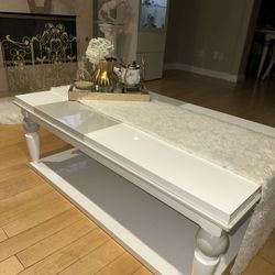White Beige High Gloss White Coffee Table 