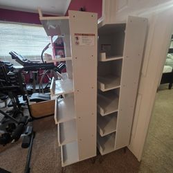 3 White Wood Shoe Racks