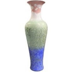 Chinese Large Multi-Colored White Flower Petal Porcelain Vase