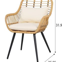 (2) Outdoor Wicker Furniture Rattan Bistro All Weather Patio Rattan Chairs - SEATS ONLY