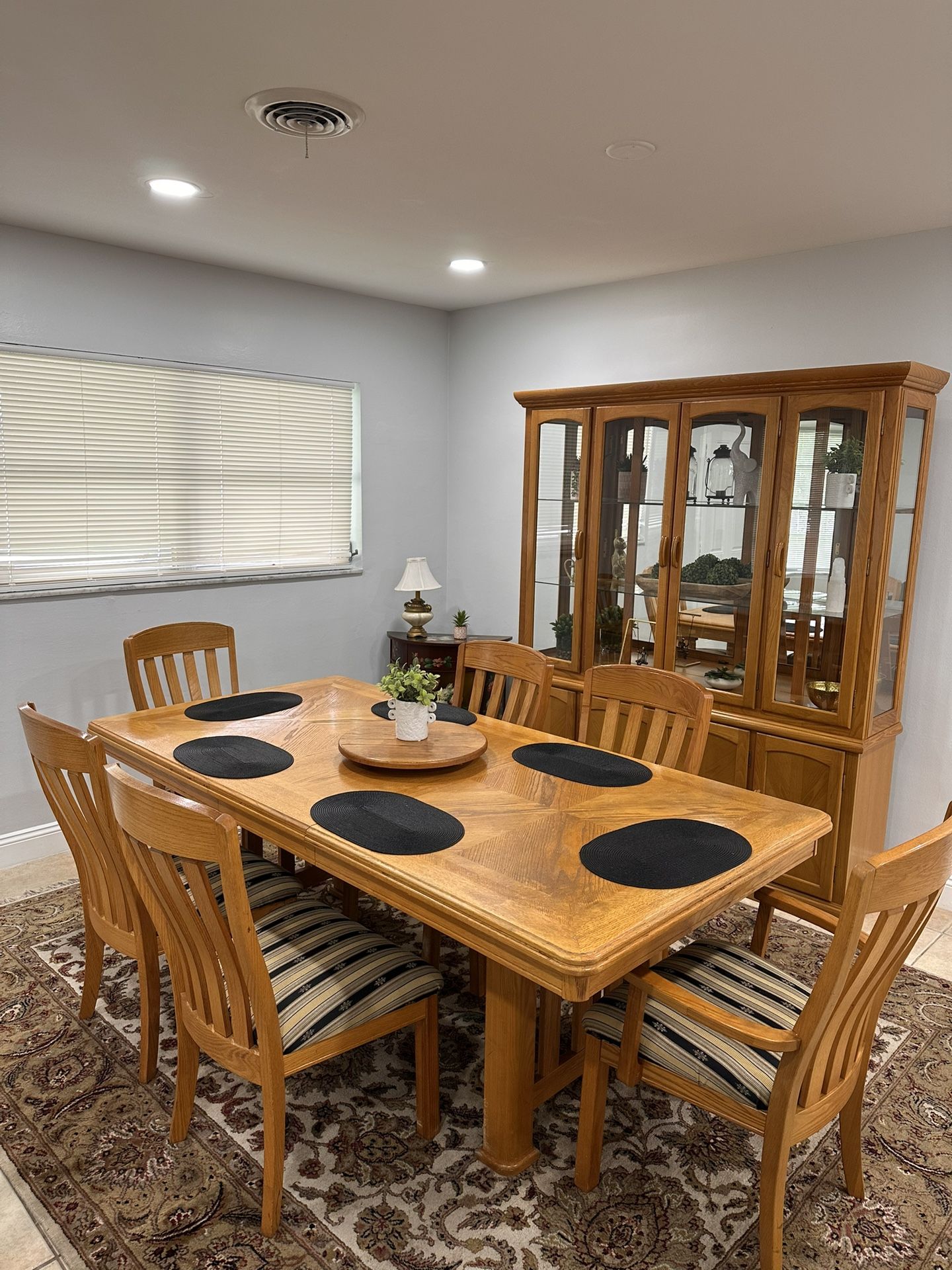 Hardwood Dining Table/Chairs + China Unit Set