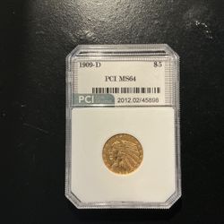 1909 -D Gold 5$ Coin