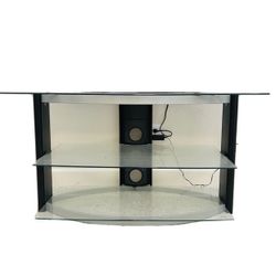 Black Glass and Metal TV Stand