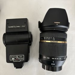 For Parts Camera Lot -Vivitar DSLR Flash, Tamron Zoom Lens