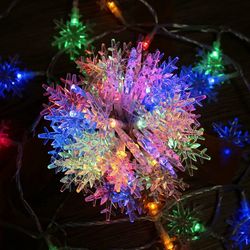 100 LED 49 FT Snowflake String Lights - Plug in Fairy Lights, 8 Modes, Waterproof, Extendable for Indoor/Outdoor Wedding, Birthday, Christmas Tree & G