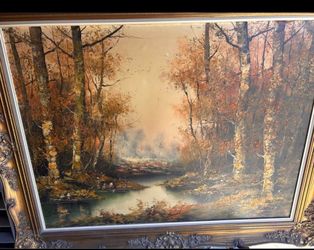 Huge Original Johann Silvana "Forest Stream" Oil Painting – 36x48 Canvas