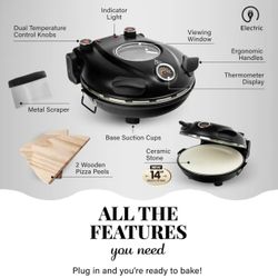 Original Piezano Pizza Oven - Granitestone - 800° Countertop Brick Pizza Oven 