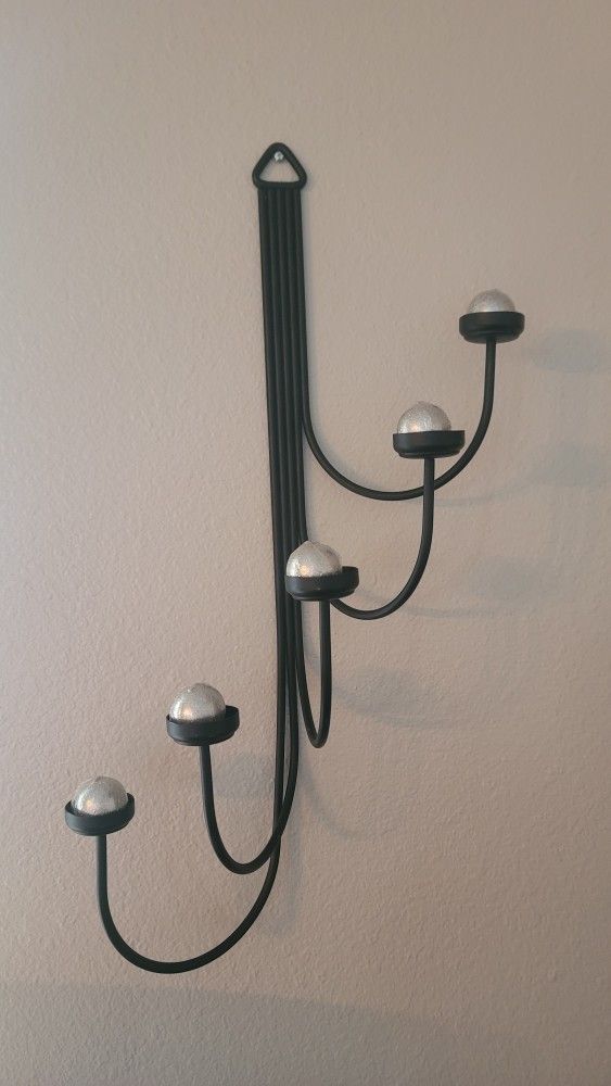 Gothic Black 5 tier Wrought Iron Tea Light Candle Holder Wall Sconce by PartyLite