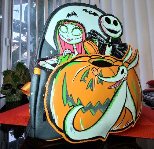 Loungefly Disney 100 Nightmare Before Christmas Jack & Sally Glow in the Dark Exclusive Mini backpack