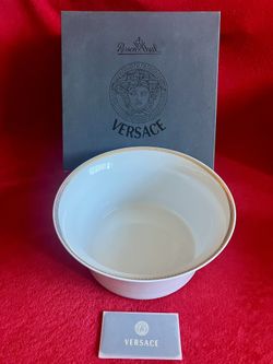 VERSACE MEDALLION MEANDRE D'OR OPEN SALAD VEGETABLE BOWL 9.75"W x 4.75"H GOLD RIM ‼️ The ONLY 1 You Can Find ‼️ STORE CLOSING ‼️ More VERSACE Items
