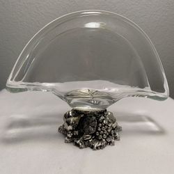 Vintage Murano? Murano Style? Clear Glass and Silver Base Napkin Holder