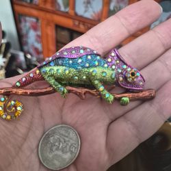 Big chameleon brooch multicolor