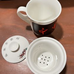 Mug White Ceramic  Lid Set tea infuser mug.