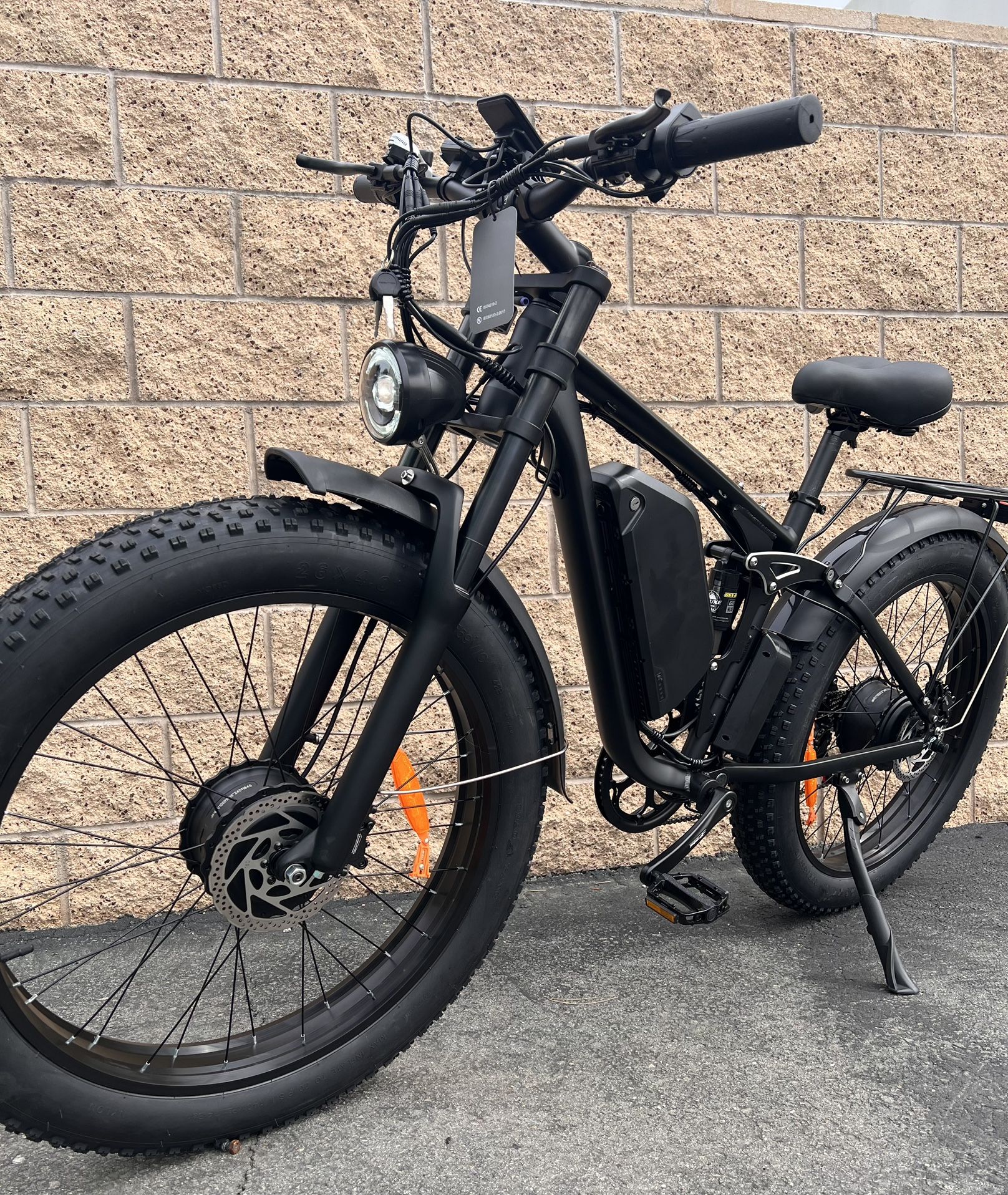 Dual Motor(2x1000W=2000W Total) Electric Ebike, Mountain Bike (26x4.0) 33-35 Mph(Black/Matte)