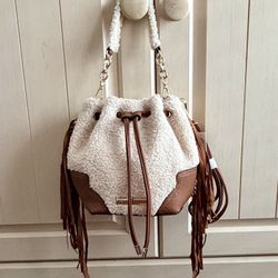 JESSICA SIMPSON FRINGED CROSSBODY SHOULDER BUCKET BAG PURSE NEW