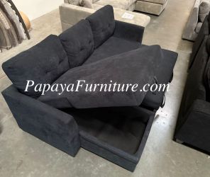 NEW Navy Blue Black L Shape Sectional with Storage Chaise and Pull out Sleeper Bed sofa sofabed Pullout Convertible Adjustable Futon Clearance SALE