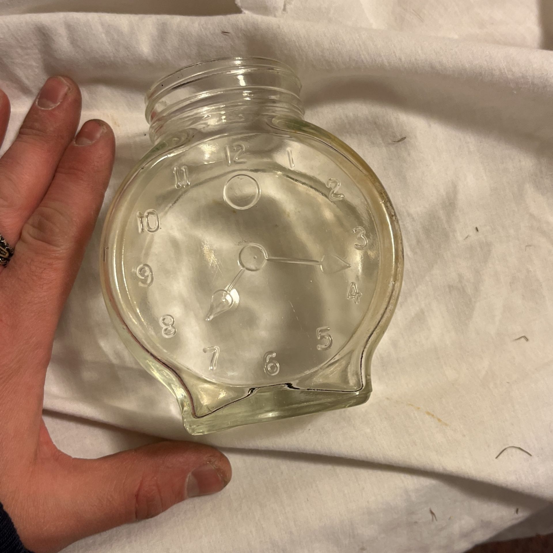 Vintage Clock Glass Jar