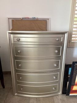 Silver Champagne 5-Drawer Tall Dresser