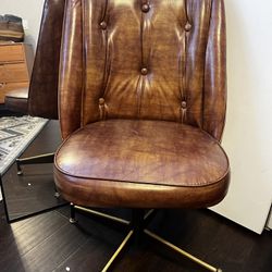 Vintage Douglas Furniture Of California Leather Swivel Desk Chair
