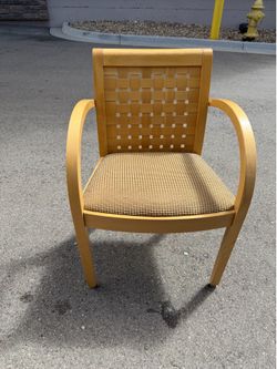 Modern Wood Armchair with Woven Back