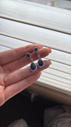 Cubic zirconia Sapphire drop earrings
