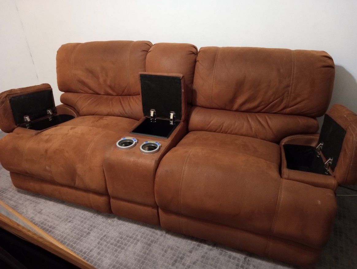Suede Reclining LoveSeat Sofa