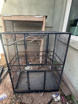Large Black Metal Bird Cage little rust from rain