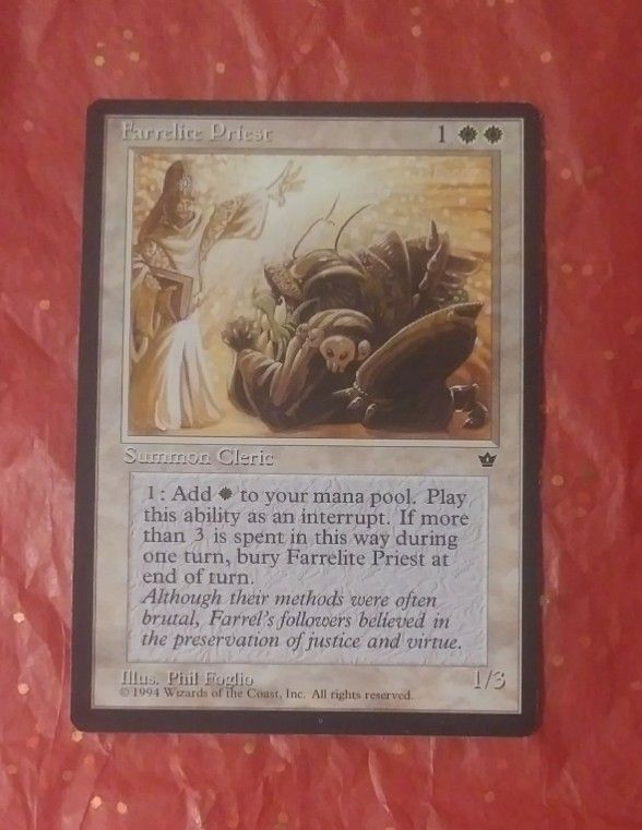 1994 MTG Farrelite Priest Summon Cleric Fallen Empires Phil Foglio Magic The Gathering Card Game Wizards Of The Coast Collectible