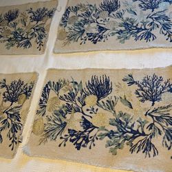 Beautiful Beach y / Nautical / Sea Themed Dinner Table Mats ( Set Of 4)- w Coral Reef / Starfish / Seashells - New 