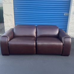 Reclining Top Grain Leather Loveseat