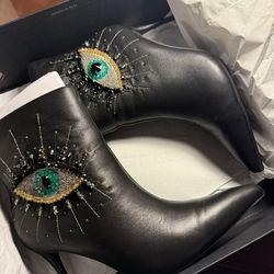 KURT GEIGER LONDON Belgravia Pointed Toe Evil Eye Heel Ankle Boots