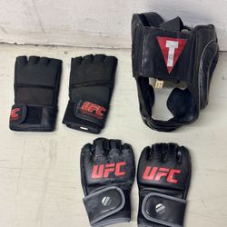 Title boxing face mask & 2 pair of ufc gloves