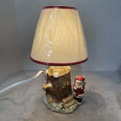Santa Claus Hand Painted Small Lamp 10 3/4 Tall vintage Works Well