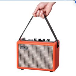 Acoustic/Electric Guitar Amplifier, 15 Watt Portable Bluetooth Amp for Guitar Acoustic/Electric with Reverb Effect, 2 Band EQ,Orange