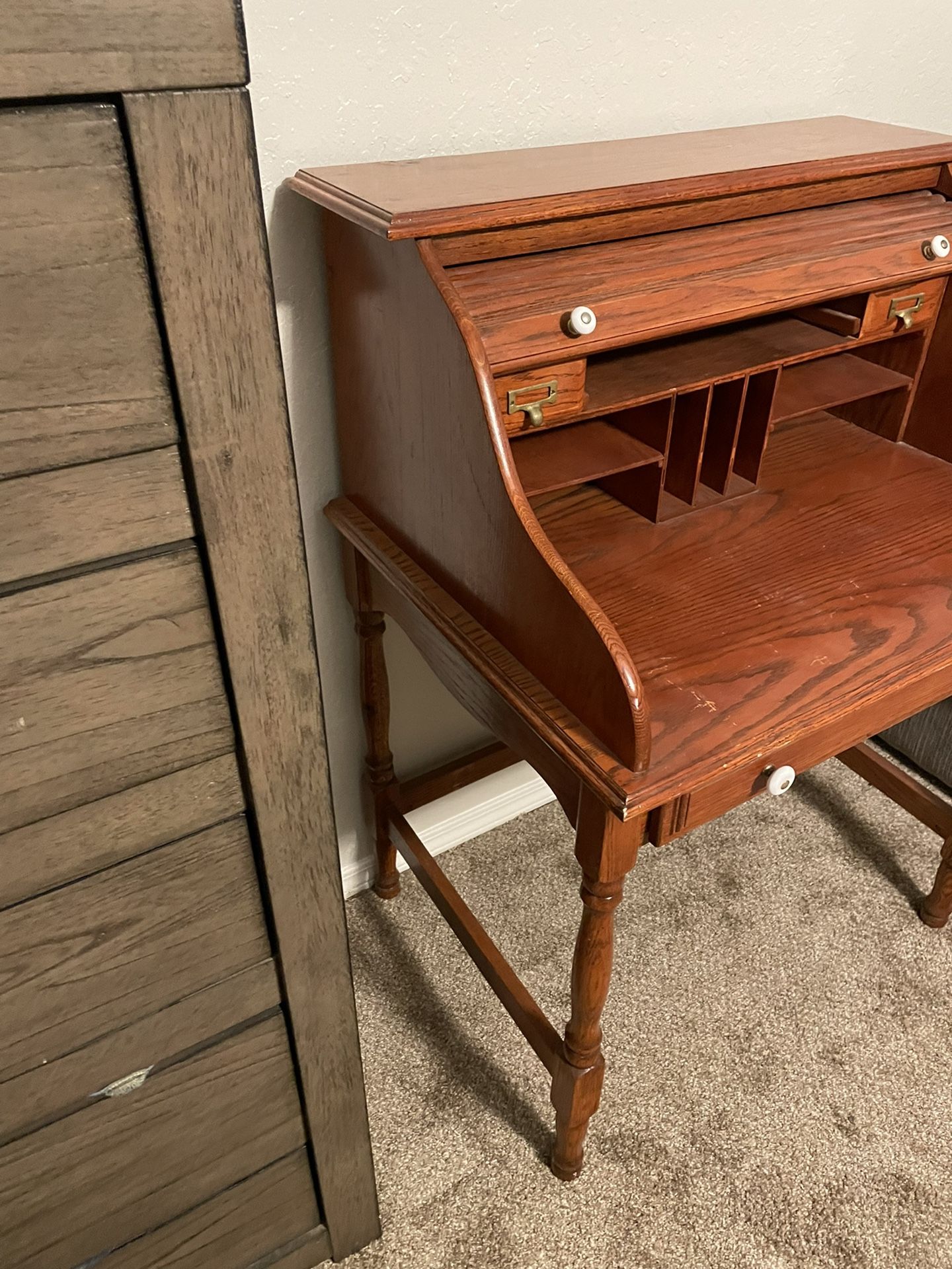 Vintage Style Roll Top Desk